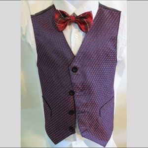 Sz 6 Blue/Red Dot Plaid BOYS #531 Suit Vest